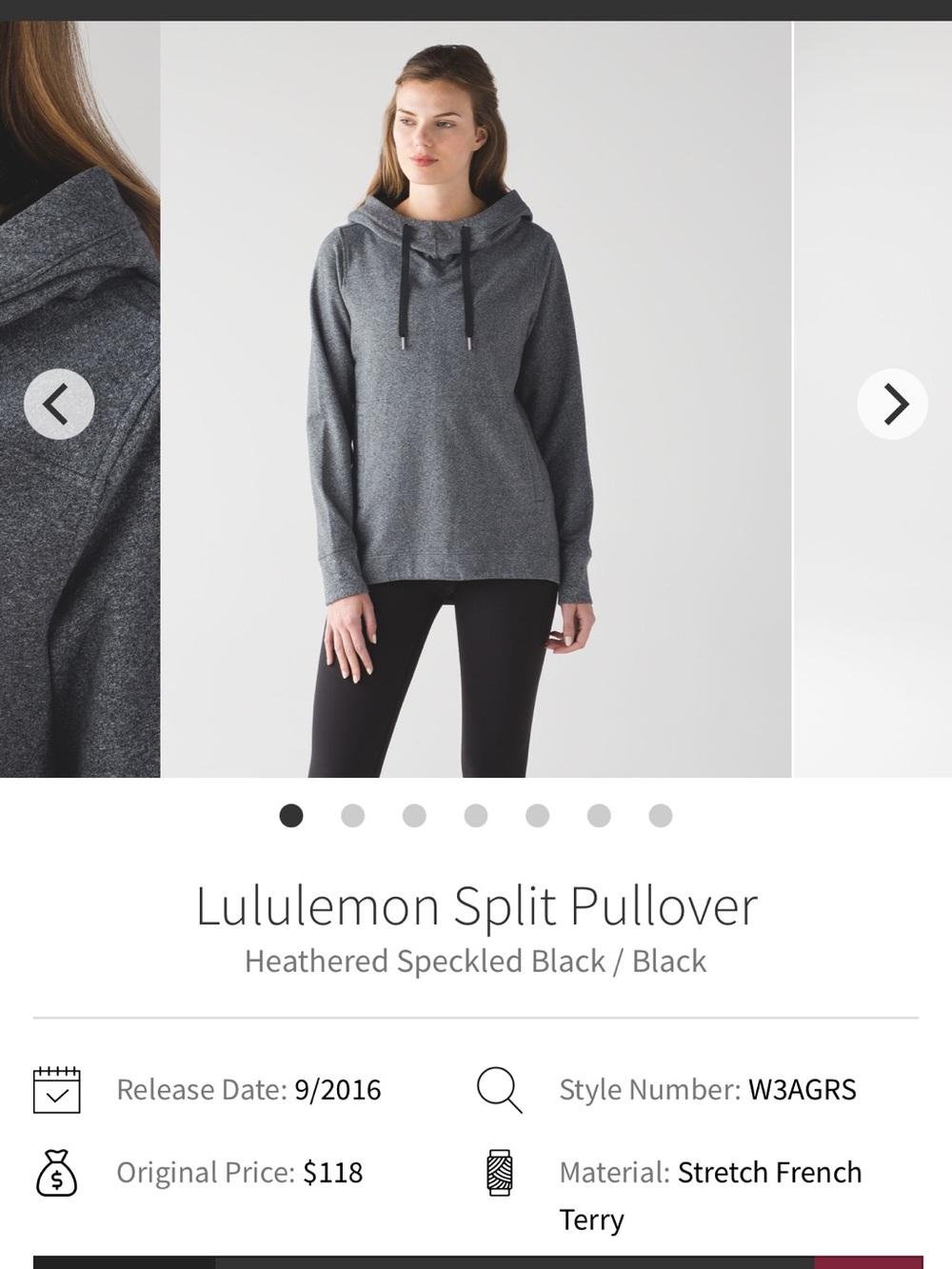 lululemon athletica Heathered Speckled Black Split Pullover Hoodie